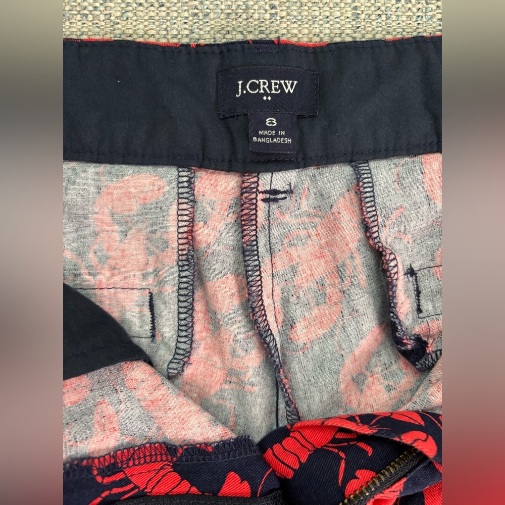 J. Crew Navy/Red Lobster Print Women's Shorts - Picture 5 of 16